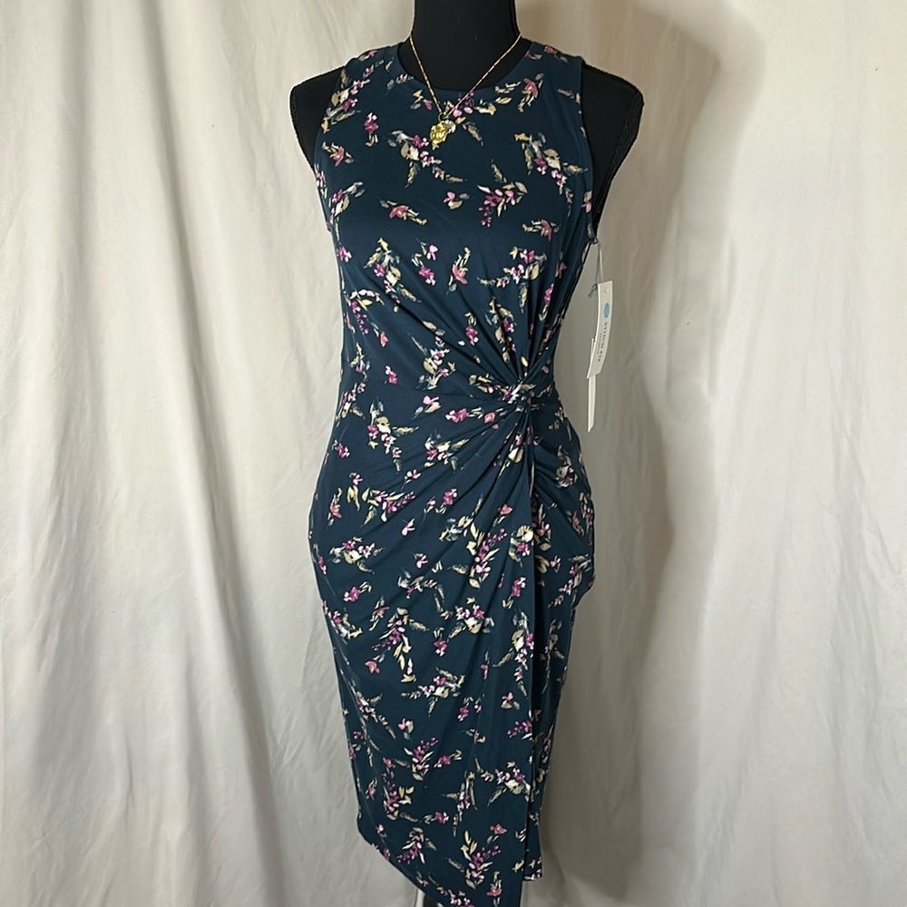 NWT NINE BRITTON floral faux‎ wrap dress - navy/pink flowers